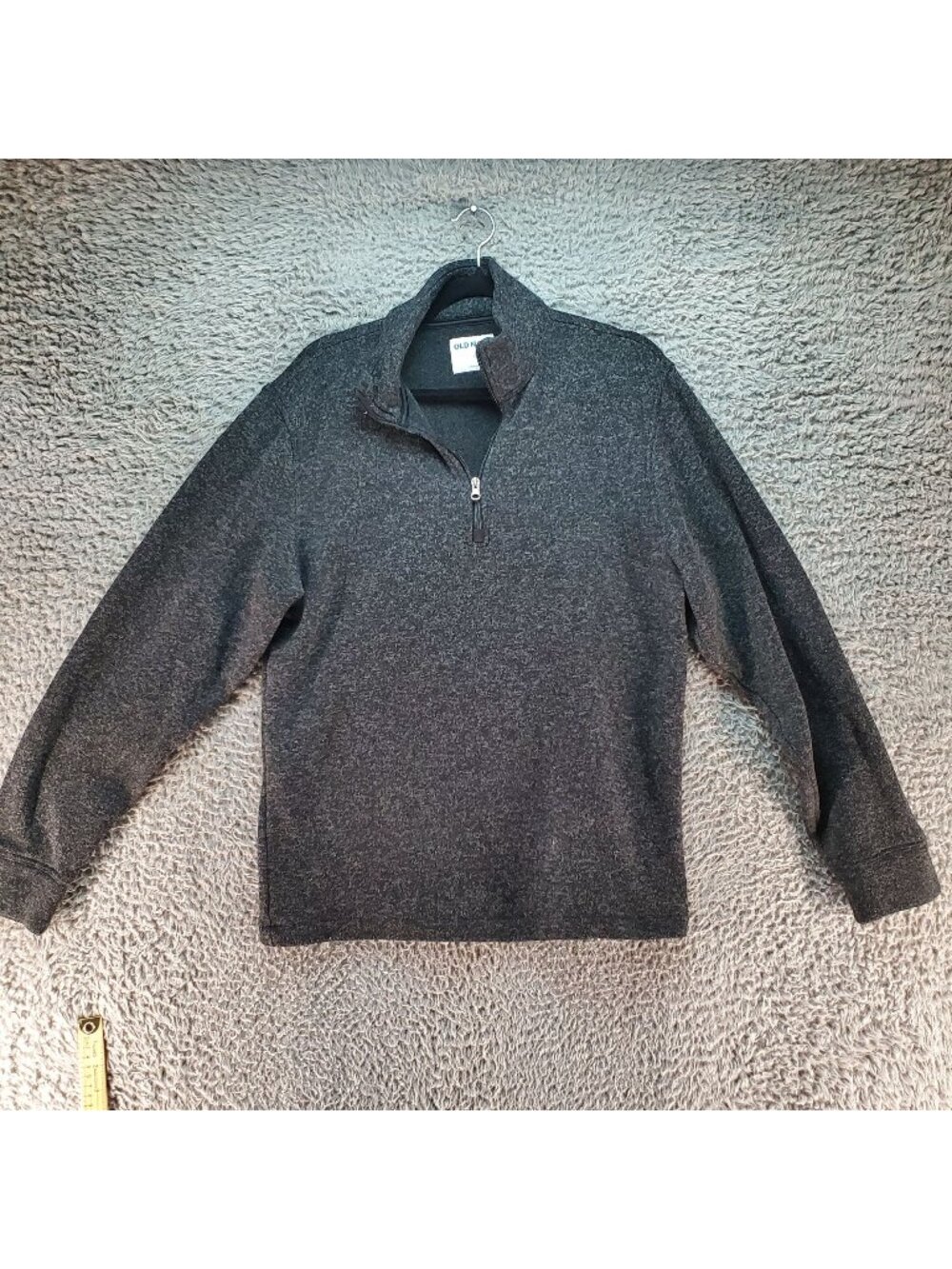 Old Navy Sweater Mens Large Gray Quarter-Zip Pullover 100% Polyester